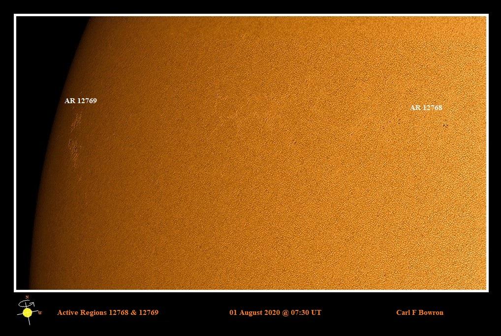 2020 Aug 1 @0730UT WL AR2768_AR2769 CBowron