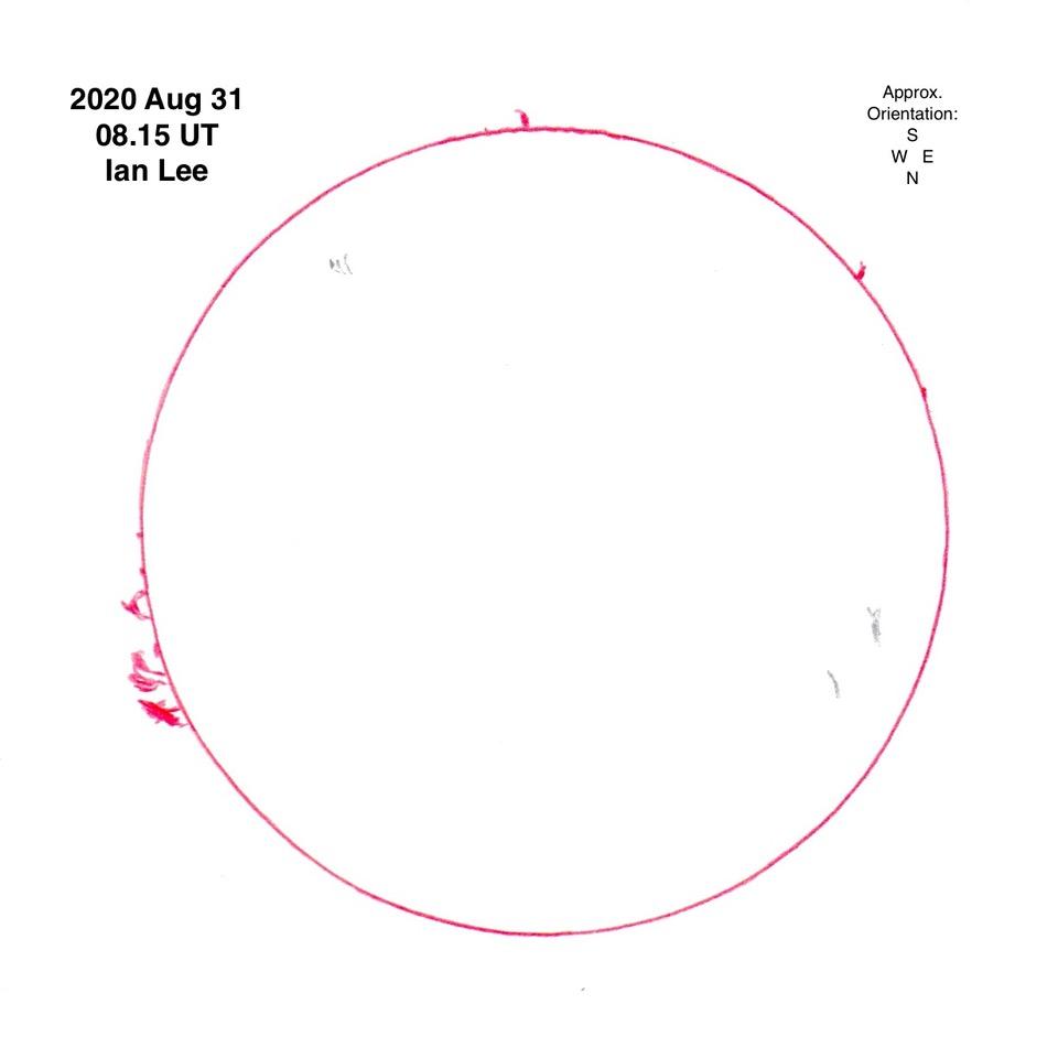 2020 Aug 31 @0815UT Ha disc drawing ILee