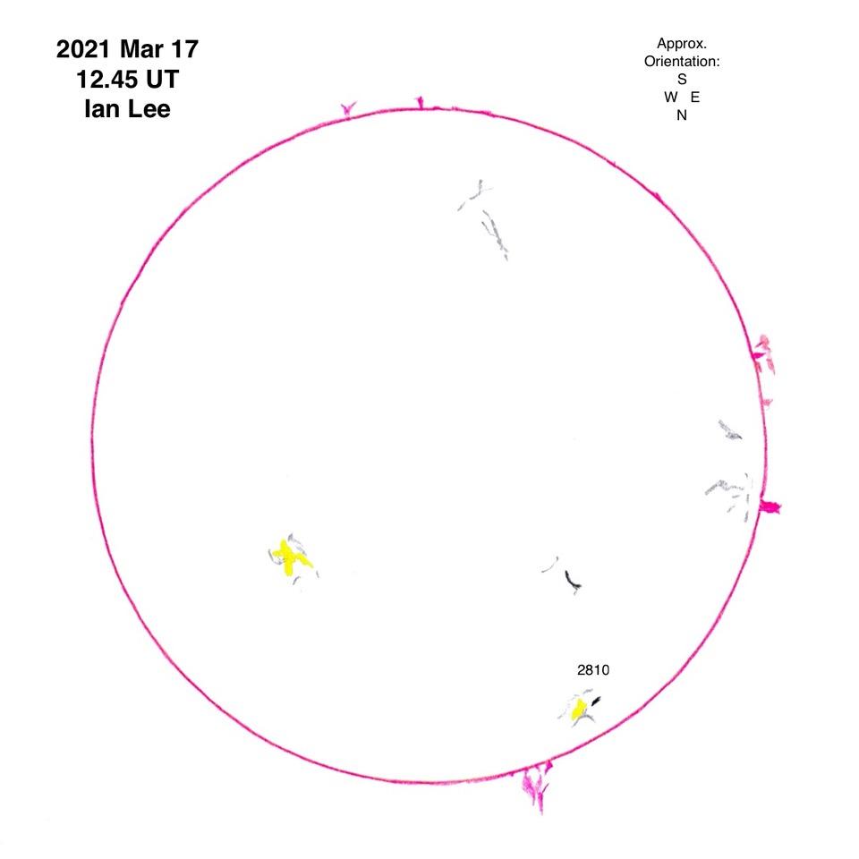 2021 Mar 17 @1245UT Ha disc drawing ILee
