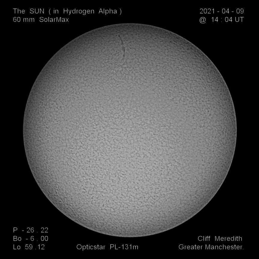 2021 April 9 @1404UT Ha filament CMeredith