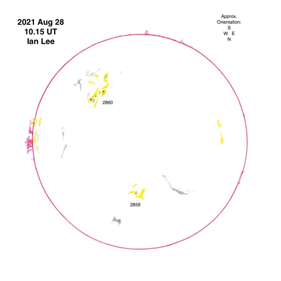 2021 August 28 @1015UT Ha disc drawing ILee