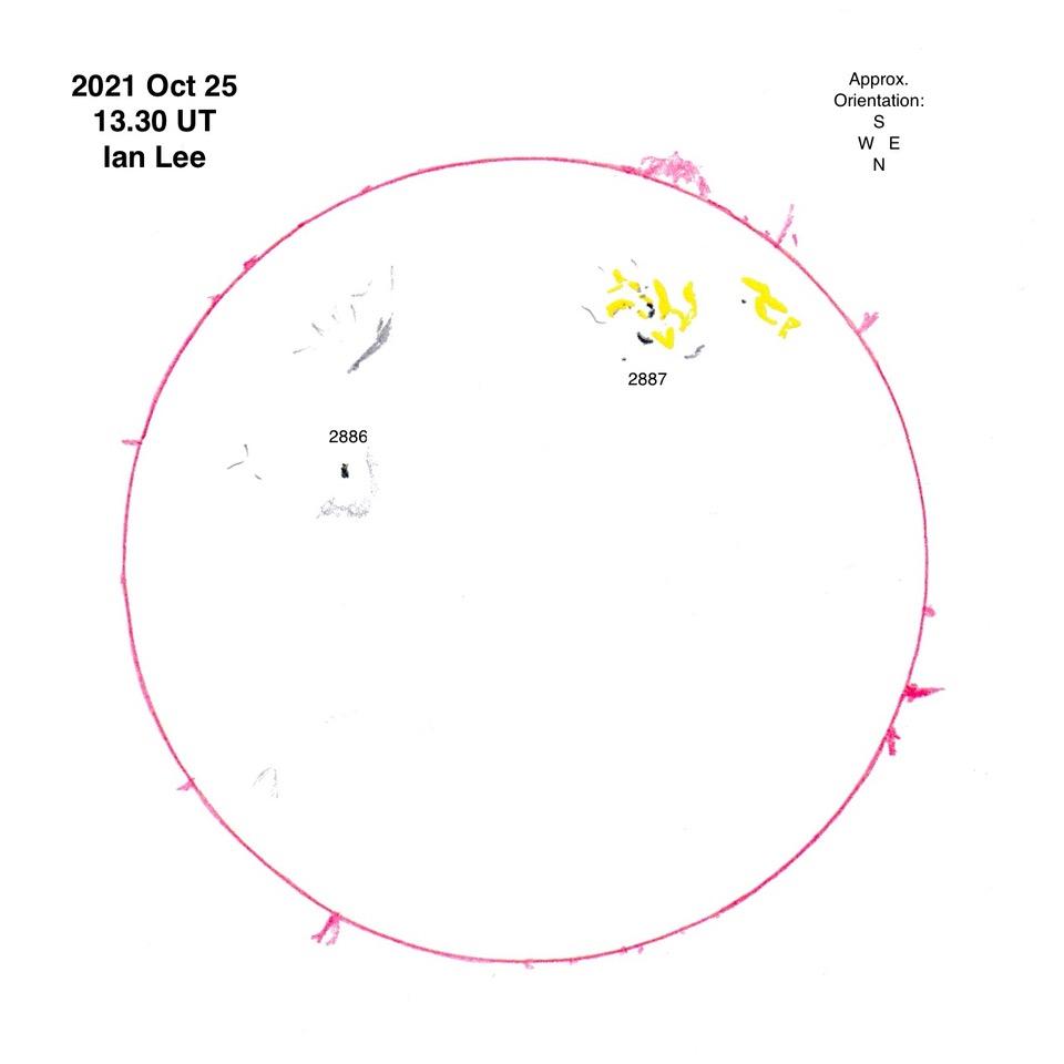 2021 October 25 1330UT Ha disc drawing ILee