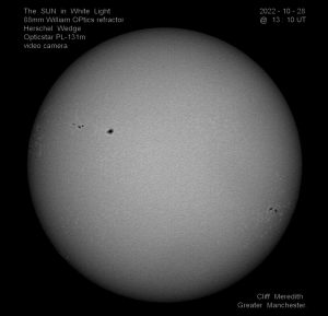SUN20221028_1310UT. Image by Cliff Meredith