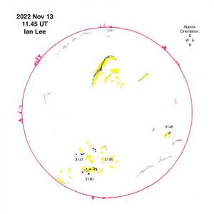 13 November 22 @1145UT. Drawing by Ian Lee