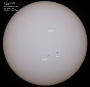 23 November 22 @1335UT. Image by John Chapman-Smith-4