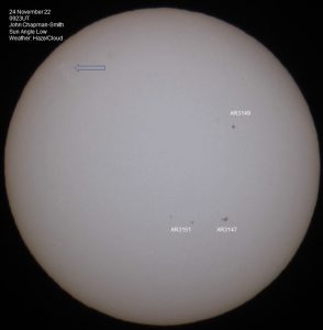 24 November 22 @0925UT. Image by John Chapman-Smith-6