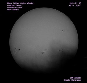 SUN20230107_1452UT. image by Cliff Meredith