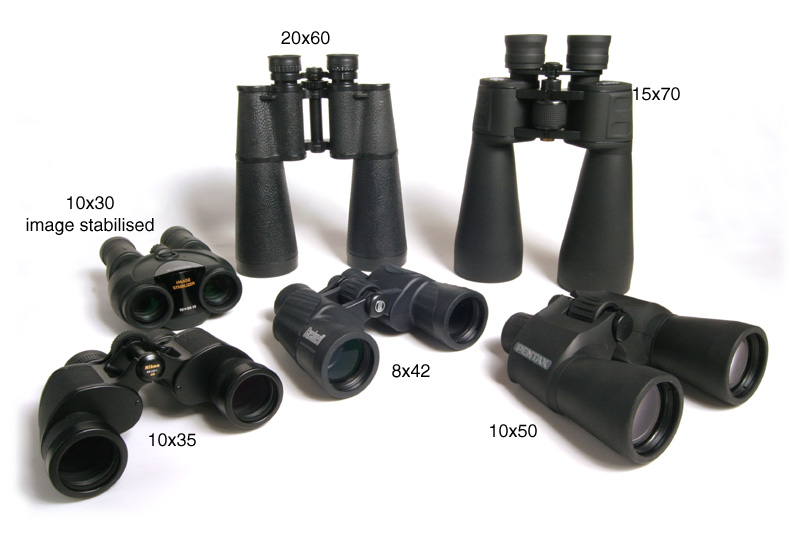 A range of binocular sizes