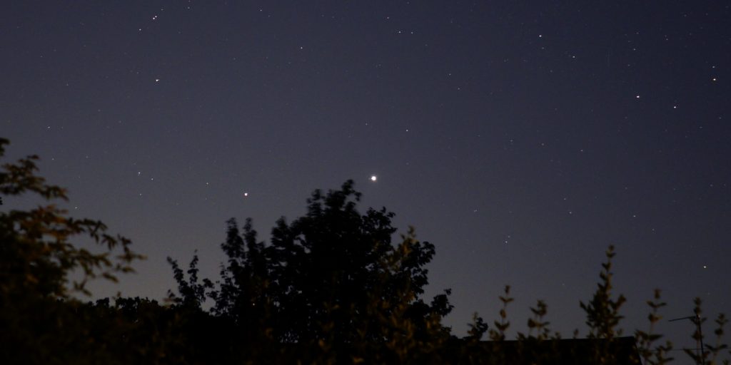 Jupiter and Saturn in sky